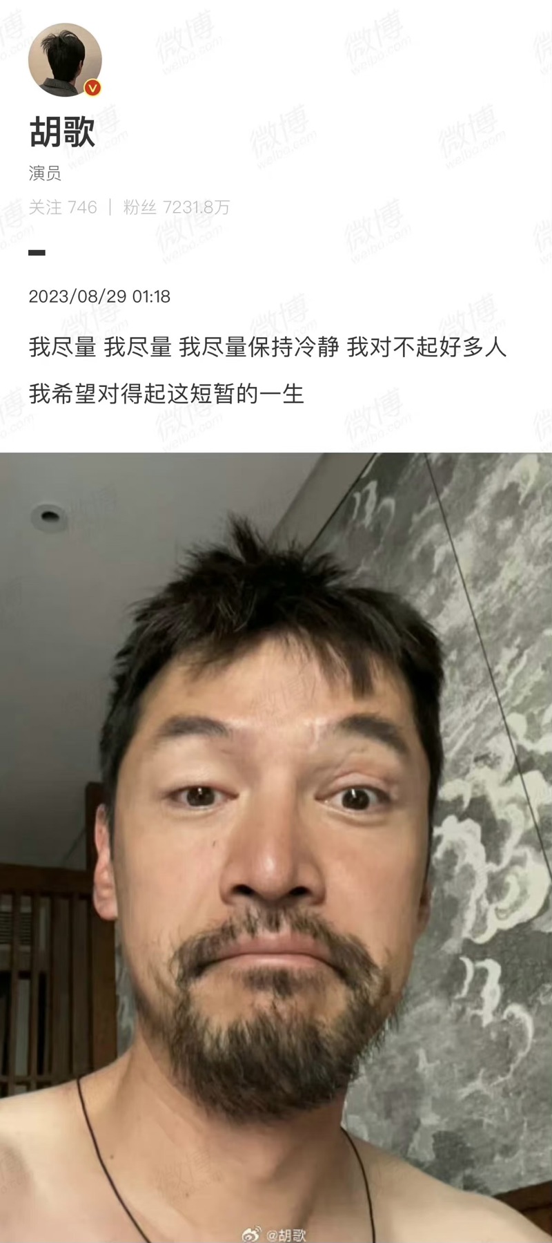 胡歌深夜發(fā)微博 胡歌深夜發(fā)微博