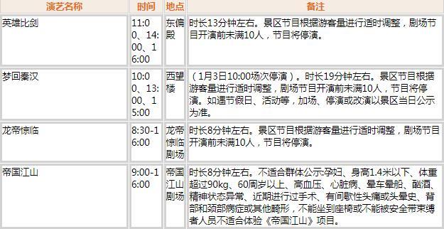 橫店影視城劇組動態及表演時間