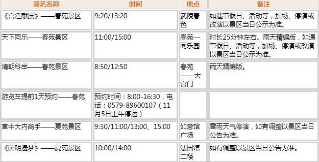 橫店影視城劇組動態及表演時間